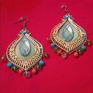 Jewel tone drop earrings